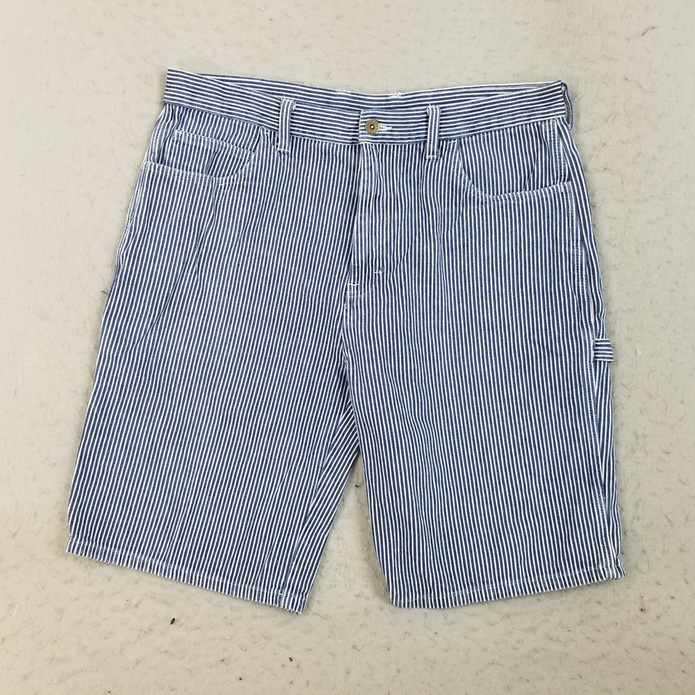 Dickies Carpenter Shorts Mens 36 Blue Hickory Stripe Railroad Denim ER307RHS